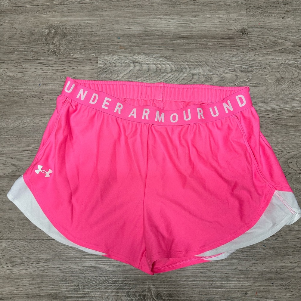 Under Armour Pink and White Athletic Shorts Lightweight Moisture-Wicking